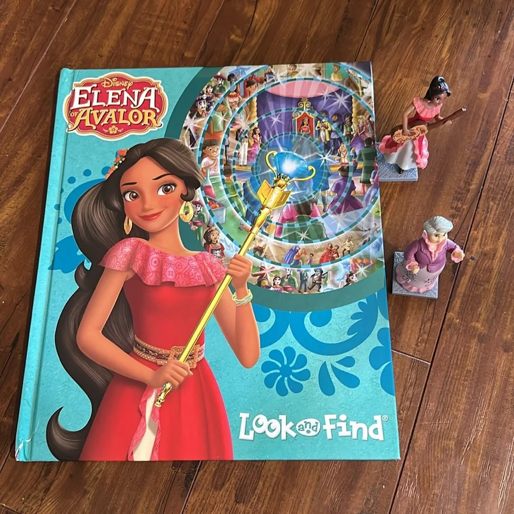 Disney Elena of Avalor Look & Find Book + Elena Luisa Figures Lot